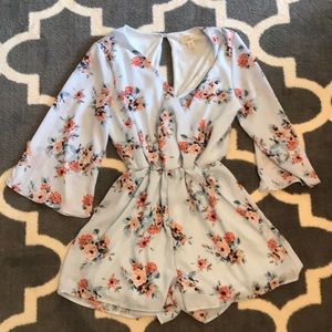 Light blue floral romper